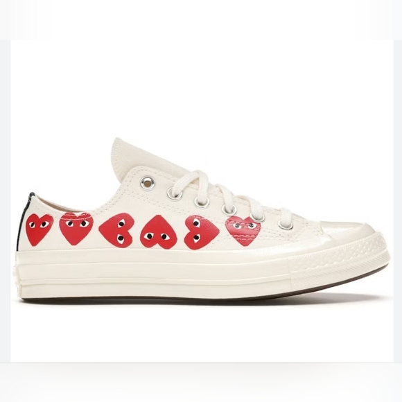 CDG Converse Multi Heart Low White Size 36.5 Chuck Taylor 70 CDG Play 162975C - Picture 1 of 15